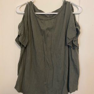 Loft Light Green Open Shoulder Top